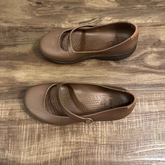 Crocs Silver Fox Mary Jane Brown Sz 9 - Picture 5 of 7